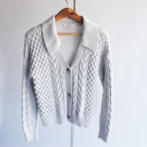 PARKER Women's Creamy Gray Cable Knit Cardigan Size XS